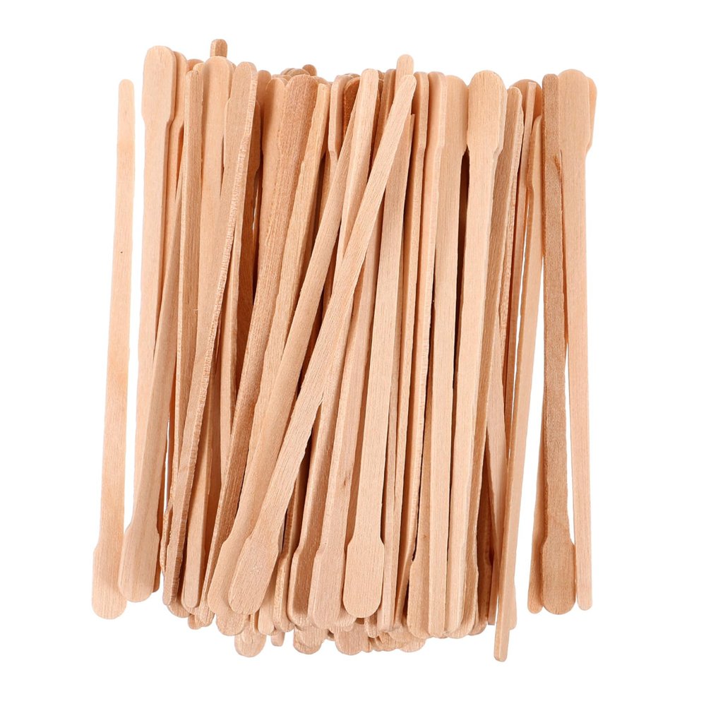 BELLIFFY 100pcs Wooden Hair Removal Wax Sticks Single Use Applicators for Women Face Body Hair Paraffin Wax Irregular Wand