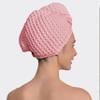 100% Organic Cotton Hair Drying Waffle Towel Wrap for Women | Absorbent & Quick Dry Head Turban for Wet Hair in Shower Sauna Spa, Extra Large for Long Straight Curly Plopping Button (Pink, 1 PACK) view 3