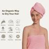 100% Organic Cotton Hair Drying Waffle Towel Wrap for Women | Absorbent & Quick Dry Head Turban for Wet Hair in Shower Sauna Spa, Extra Large for Long Straight Curly Plopping Button (Pink, 1 PACK) view 4