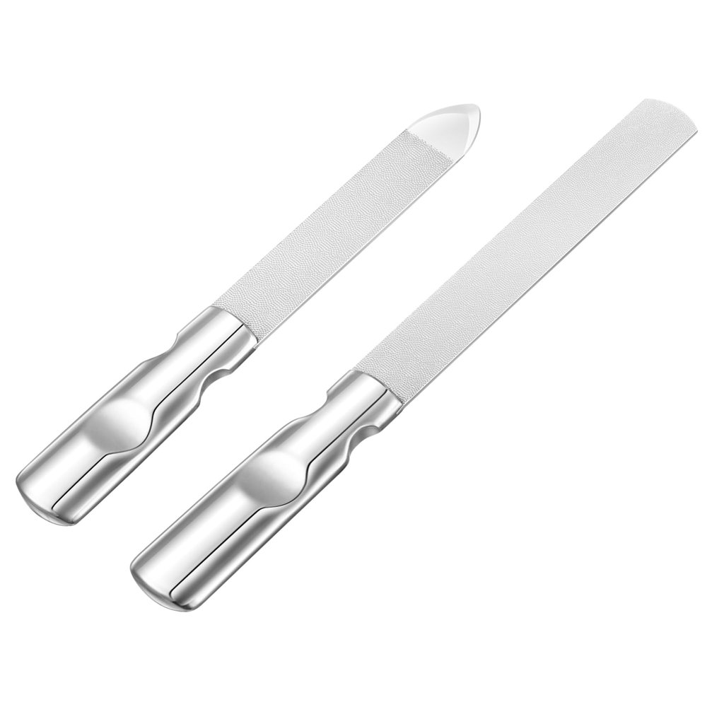 ASAKKURA 2pcs Stainless Steel Manicure Men Double-sided Nail Buffer Block for Fingernail Toenail Ingrown Toenail Tool Pedicure Tools