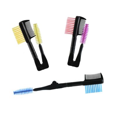 NOLITOY 3pcs Foldable Eyebrow Comb and Eyelash Curler Set Double Head Portable Eyebrow Grooming Tool Yellow for Easy Makeup Application