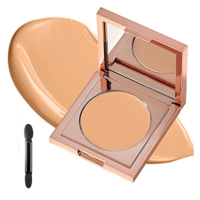 Under Eye Concealer Colored Clay CC Undereye Corrector Lightweight Color Corrector for Dark Circles, Natural Smudge-Proof Concealer with Brush, Brightens & Covers Blemishes (Medium-Tan Peach, 1 PCS)