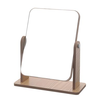TZUFA Makeup Mirror Wooden Mirror 360 Degree Portable Adjustable Desk Mirror, Countertop Private Room High-Definition Vanity Mirror(Small)