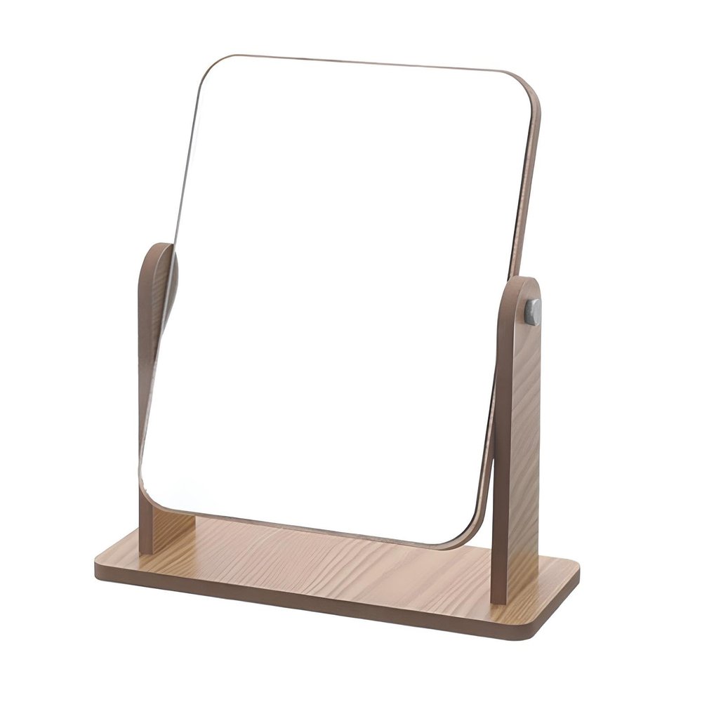 TZUFA Makeup Mirror Wooden Mirror 360 Degree Portable Adjustable Desk Mirror, Countertop Private Room High-Definition Vanity Mirror(Small)