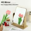 TZUFA Makeup Mirror Wooden Mirror 360 Degree Portable Adjustable Desk Mirror, Countertop Private Room High-Definition Vanity Mirror(Small) view 2