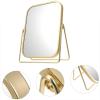 2-Sided Golden Tabletop Makeup Mirror, Square Vanity Mirror 360Rotation Dressing Table Mirror for Home Bathrom view 3