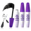3 PCS 4D Silk Fiber Lash Mascara Volume and Length Waterproof Tubing Telescopic Mascara Black with Eyelash Curler,Volumizing Smudge Proof,Long-Lasting Curling Thickening C view 1