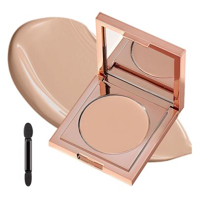 Under Eye Concealer Colored Clay CC Undereye Corrector Lightweight Color Corrector for Dark Circles, Natural Smudge-Proof Concealer with Brush, Brightens & Covers Blemishes (Light-Medium Peach, 1 PCS)