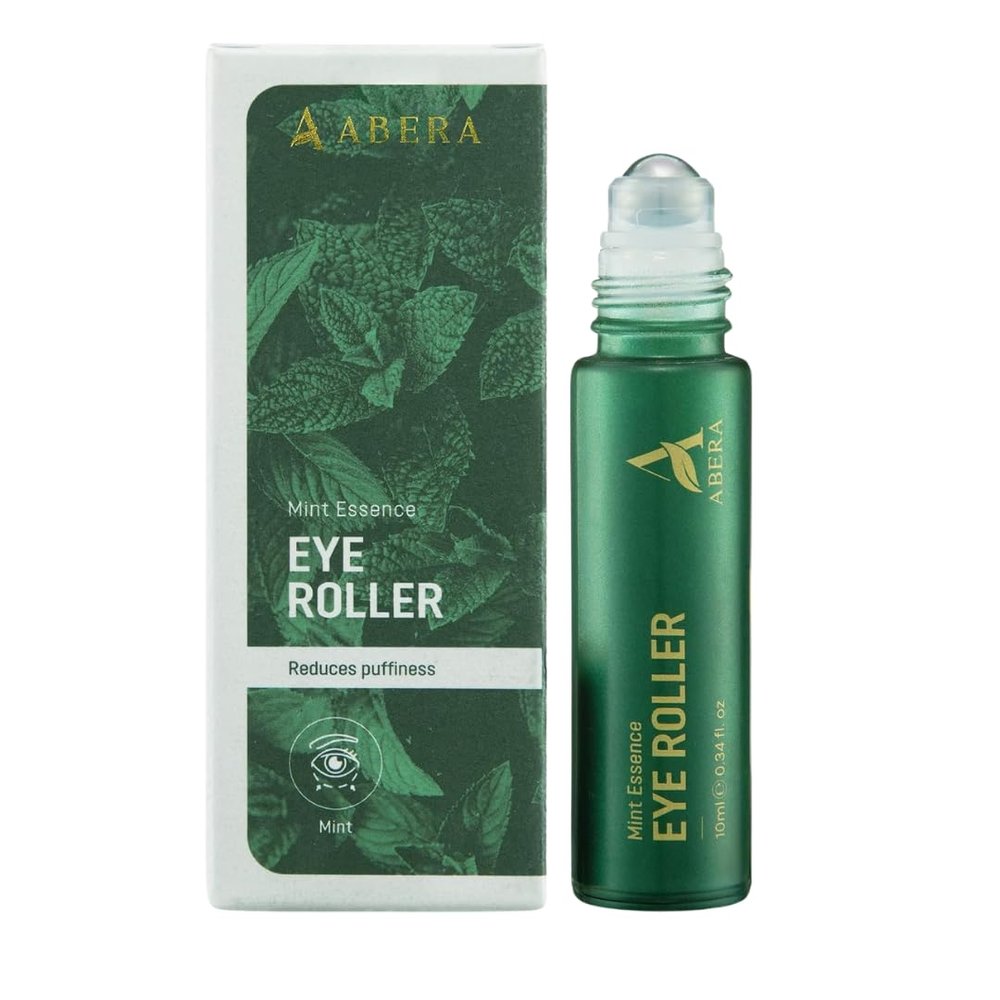 Abera Eye Roller Serum  Eye Bags Treatment For Men with Mint, Vitamin C & Peptides  Cooling Roller for Puffiness & Dark Circles  0.34 Fl Oz
