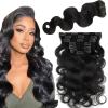 Sassina Body Wave Clip in Extensions Human Hair Double Weft Clip in Human Hair Extensions Full Head Natural Black Brazilian Clip Remy Thick Hair Extensions for Black Women 7Pcs 120G 16 Inch view 1