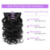 Sassina Body Wave Clip in Extensions Human Hair Double Weft Clip in Human Hair Extensions Full Head Natural Black Brazilian Clip Remy Thick Hair Extensions for Black Women 7Pcs 120G 16 Inch view 2