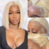 13x6 Blonde HD Transparent Lace Front Wigs For Woman 613 Human Hair Short Bob Straight Brazilian Human Hair Wigs Pre Plucked (200 density, 613 straight, 14inch) view 1