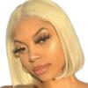 13x6 Blonde HD Transparent Lace Front Wigs For Woman 613 Human Hair Short Bob Straight Brazilian Human Hair Wigs Pre Plucked (200 density, 613 straight, 14inch) view 2