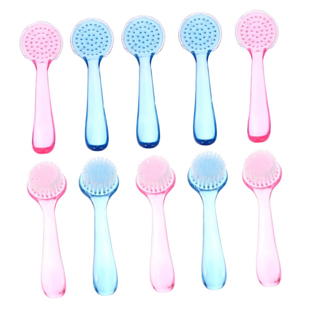 FOMIYES Nail Brush Cleaner Manicure Brush Set 10pcs Long Handle Hands Feet Random Color