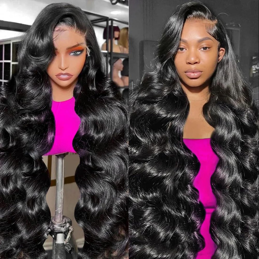13x4 HD Lace Front Wigs Human Hair 250 Density Body Wave human hair Glueless Wigs Human Hair Front Wigs for Women Pre Plucked Brazilian Virgin Wigs Bleached Knots With Baby Hair Natural Color 30 INCH