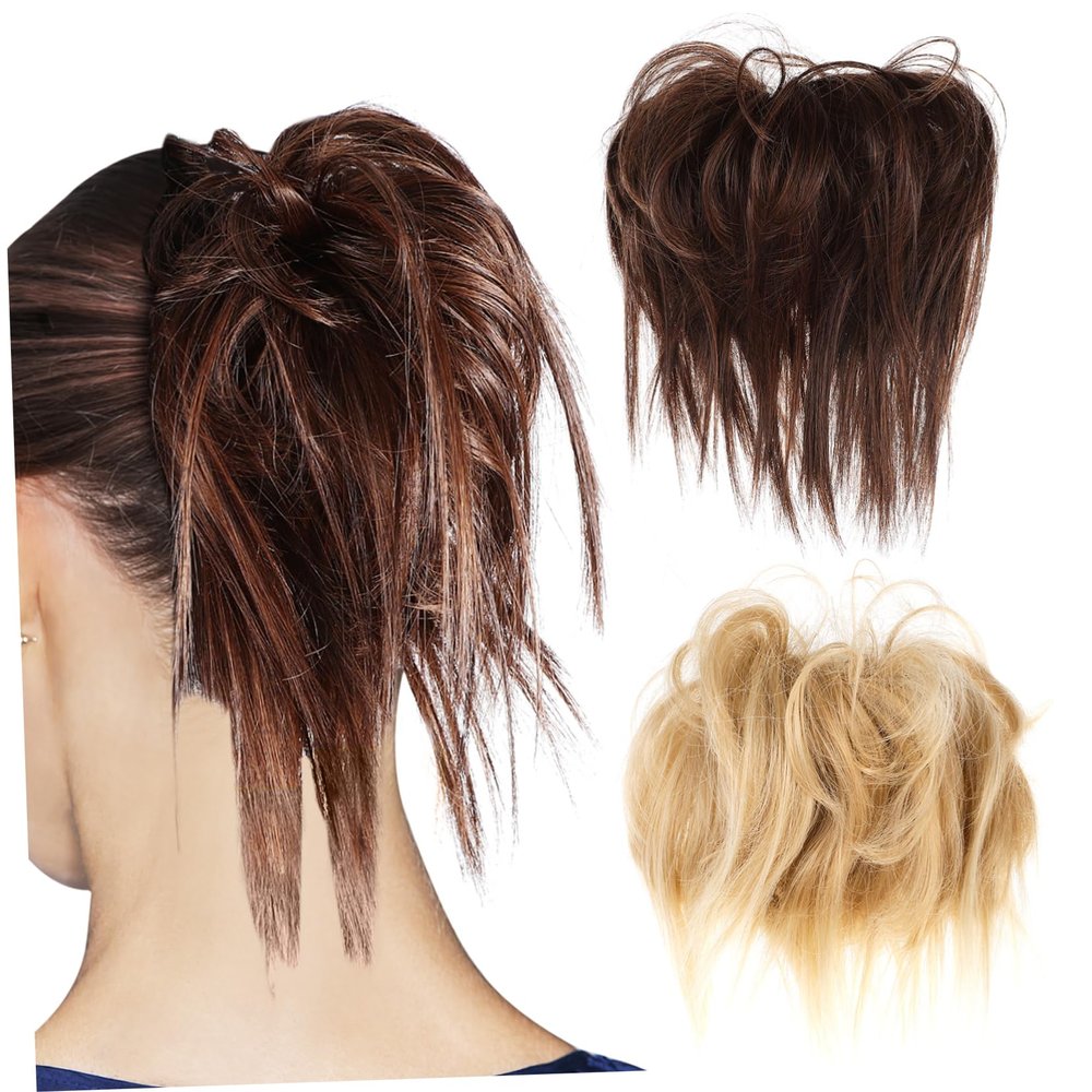2 Pcs Messy Bun Hair Pieces for Women Stylish Hair Accessories for Chignon and Ponytail Elastic Scrunchies for Effortless Updos for Casual and Formal Looks