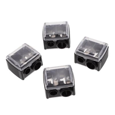 NOLITOY 4pcs Dual Hole Eyeliner Pencil Sharpener Compact Makeup Tool for Eyebrow and Lip Pencils Lightweight and Easy to Use Random Lid Color for Travel and Daily Use