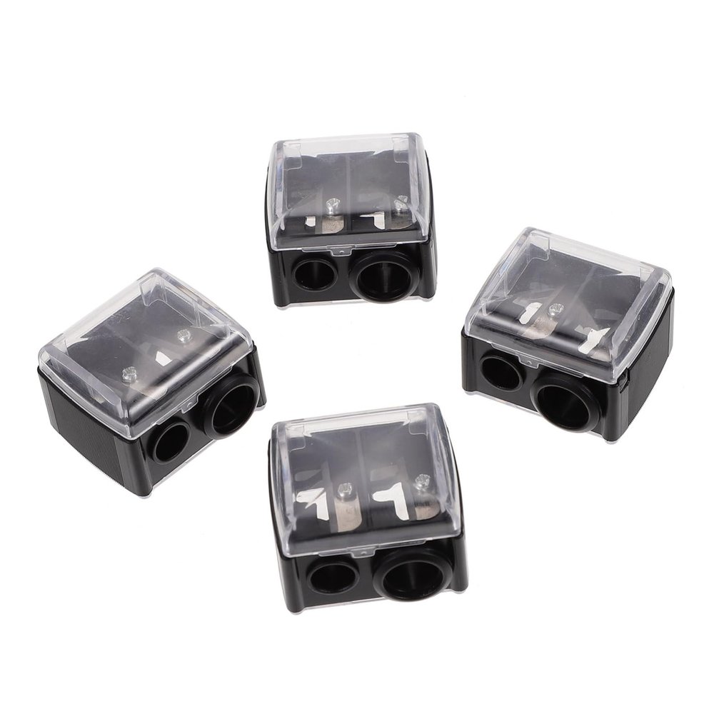 NOLITOY 4pcs Dual Hole Eyeliner Pencil Sharpener Compact Makeup Tool for Eyebrow and Lip Pencils Lightweight and Easy to Use Random Lid Color for Travel and Daily Use