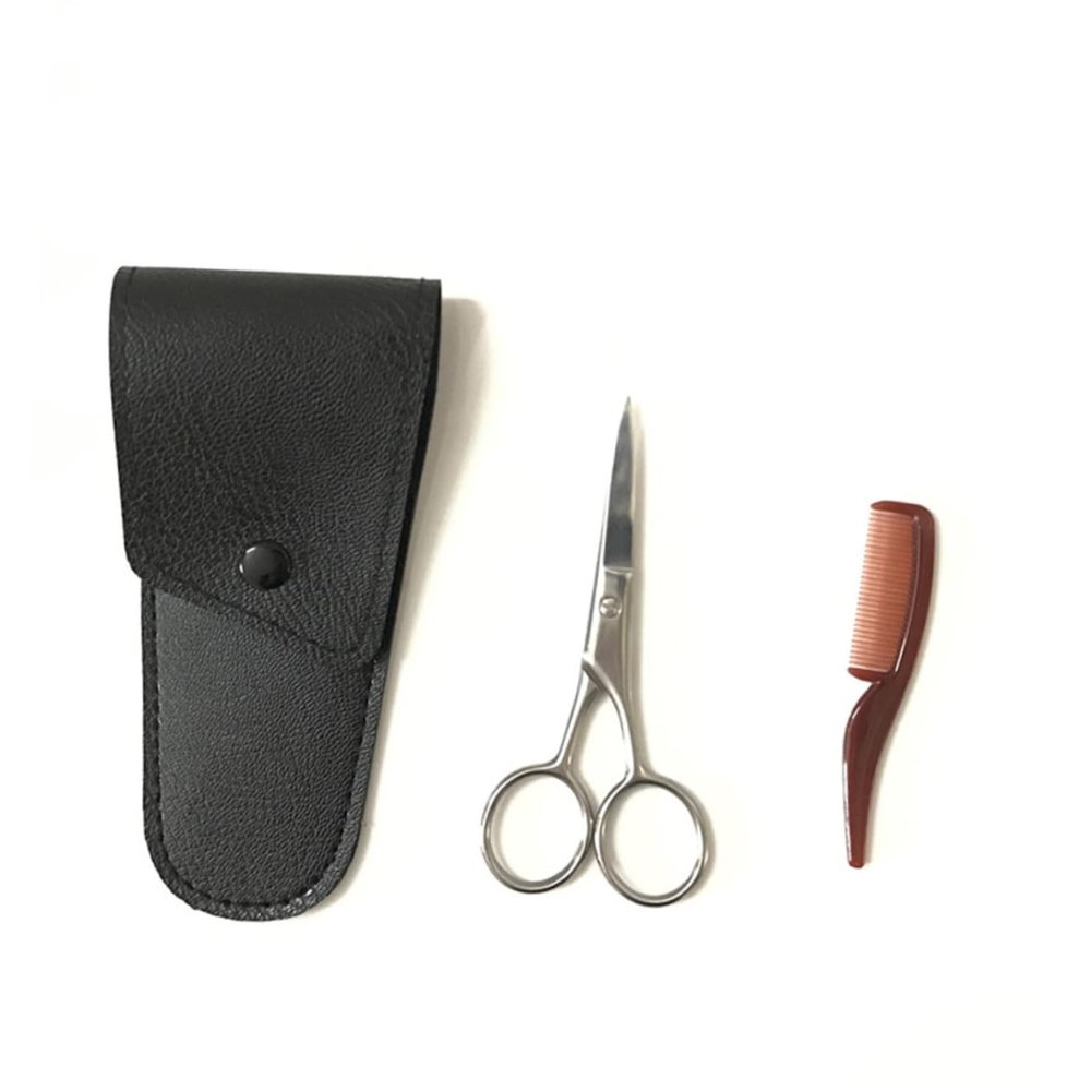 OHPHCALL Stainless Steel Eyebrow Scissors for Men Grooming Kit Mustache and Beard Trimmer Professional Barber Shop and Home Use