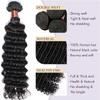 Blackmoon 12A Deep Wave Human Hair Bundles,24 Inches 100% Human Hair,Wet and Wavy Double Weft,100g/Bundle Natural Black view 2