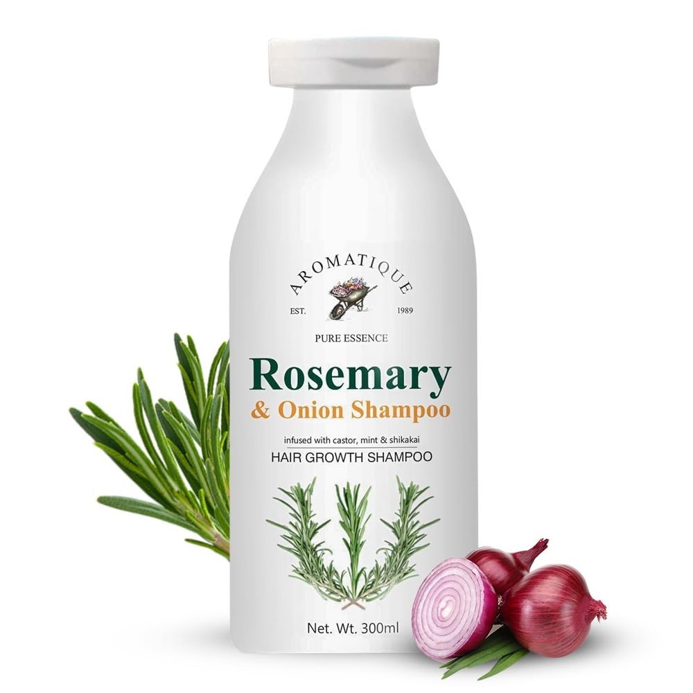 Aromatiique Rosemary Shampoo - 300 ml Rosemary Shampoo for Hair Growth Enriched with Onion, Castor Oil & Shikakai Extract - Rosemary Shampoo for Hair Fall & Dandruff Control