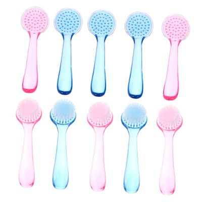 BIUDECO 10pcs Nail Fingernail Cleaner Long Handle Pedicure Brush Nail Brush Toe Cleansing Water Resistant for Home and Travel Random Color