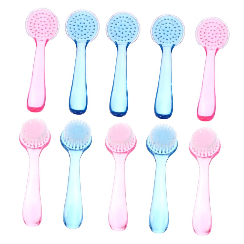 BIUDECO 10pcs Nail Fingernail Cleaner Long Handle Pedicure Brush Nail Brush Toe Cleansing Water Resistant for Home and Travel Random Color
