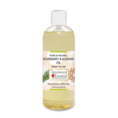 Greenwood Essential Rosemary and Almond Oil for Healthy Hair, Scalp and Roots- Pure and Natural 200ml (6.76oz)