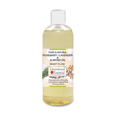 Greenwood Essential Rosemary Lavender and Almond Oil for Healthy Hair and Scalp Massage- Pure and Natural 200ml (6.76oz)