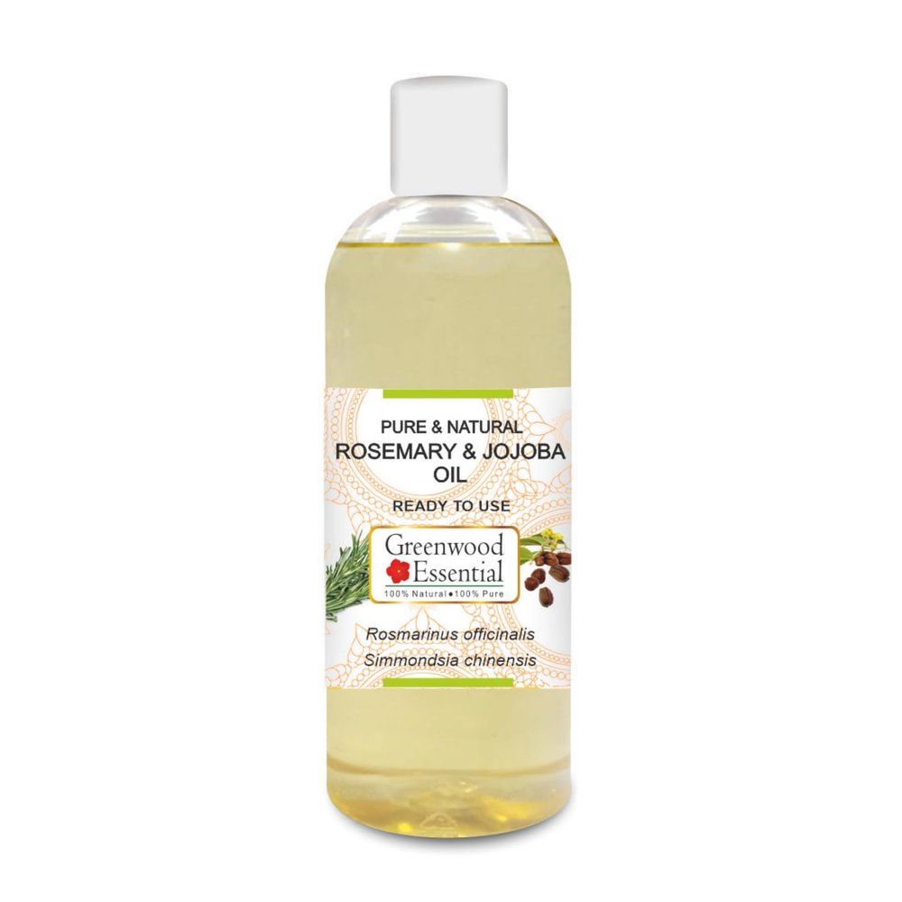Greenwood Essential Rosemary and Jojoba Oil, Liquid Gold for Hair and Scalp- Pure and Natural 200ml (6.76oz)