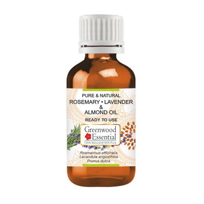 Greenwood Essential Rosemary Lavender and Almond Oil for Healthy Hair and Scalp Massage- Pure and Natural 100ml (3.38oz)