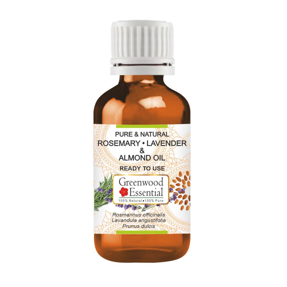 Greenwood Essential Rosemary Lavender and Almond Oil for Healthy Hair and Scalp Massage- Pure and Natural 100ml (3.38oz)