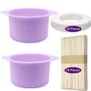 2pcs Silicone Wax Warmer Liner & 50 Pcs Waxing Sticks Body Hair & 50 Pcs Protective Collars Ring Removal Sticks Applicator Easy to Clean Non-Stick Wax Pot Silicone Bowl view 2