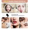 20X/1X Wall Mounted Lighted Makeup Mirror, 6inch Double Sided 1X/20X Magnifying Makeup Mirror with 3 Color Lights, Rechargeable Bathroom 20X Magnification Mirror 360 Rotation Extendable Folding Arm view 3