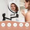 20X/1X Wall Mounted Lighted Makeup Mirror, 6inch Double Sided 1X/20X Magnifying Makeup Mirror with 3 Color Lights, Rechargeable Bathroom 20X Magnification Mirror 360 Rotation Extendable Folding Arm view 4