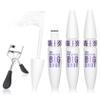 3 PCS 4D Silk Fiber Lash Mascara Volume and Length Waterproof Mascara White with Eyelash Curler,Volumizing Smudge Proof,Long-Lasting Curling Thickening B view 1