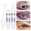 3 PCS 4D Silk Fiber Lash Mascara Volume and Length Waterproof Mascara White with Eyelash Curler,Volumizing Smudge Proof,Long-Lasting Curling Thickening B view 2