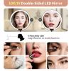 10X/1X Wall Mounted Lighted Makeup Mirror, 6inch Double Sided 1X/10X Magnifying Makeup Mirror with 3 Color Lights, Rechargeable Bathroom 10X Magnification Mirror 360 Rotation Extendable Folding Arm view 3