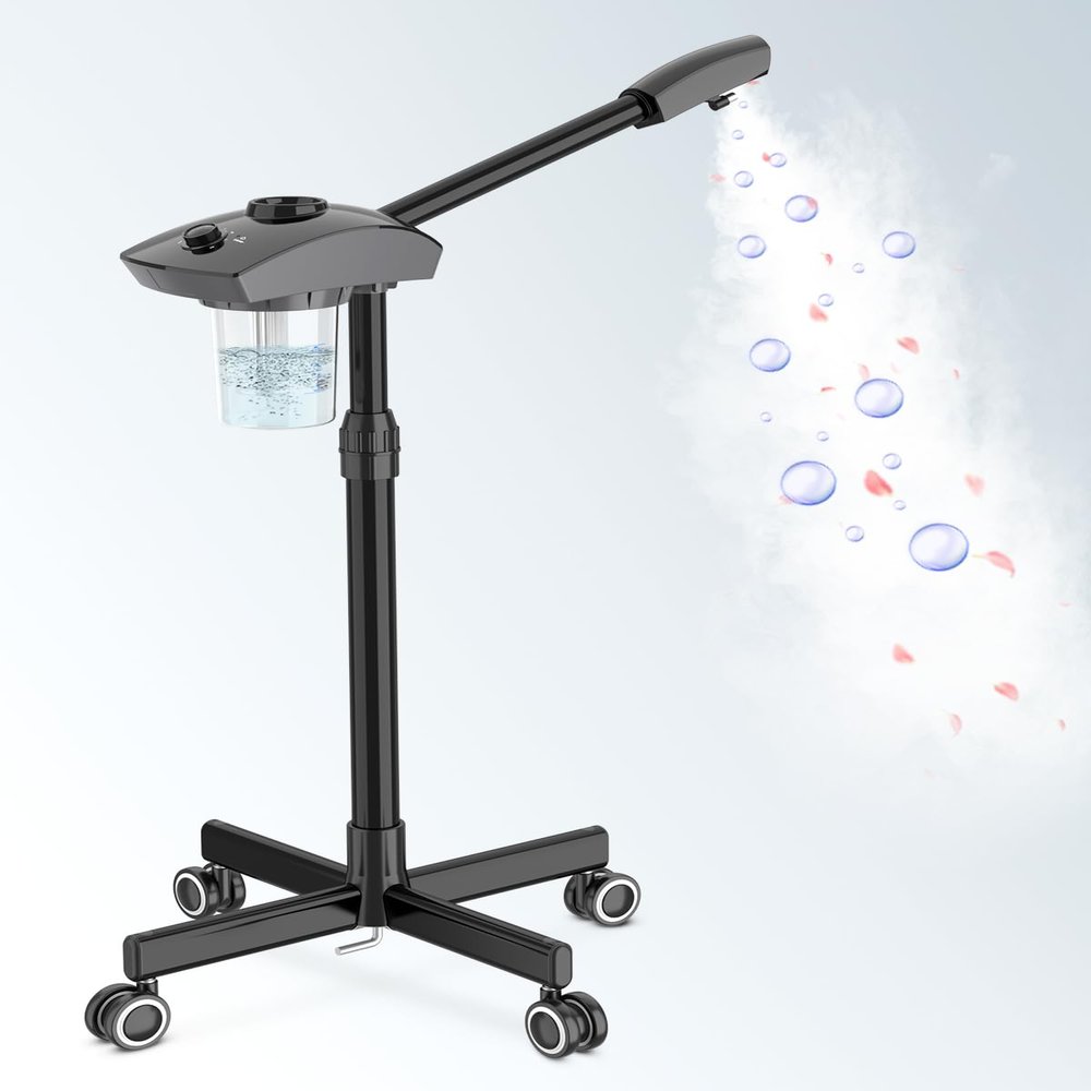 Kingsteam Professional Ozone Nano-Ionic Facial Steamer | Deep Cleansing Hydrating | Salon Home Spa Face Steamer | Pore Cleanser | 60-Min Timer | 360 Swivel | Esthetician Favorite Tool, Black