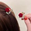 PLwelth Rose Hair Claw Clips for Women Girls Small Flower Hair Clips Mini Rose Flower Hair Claw Clips for Thick Thin Hair Cute Rhinestone Hair Clips Sweet Hair Accessories for Party Daily Decoration view 1