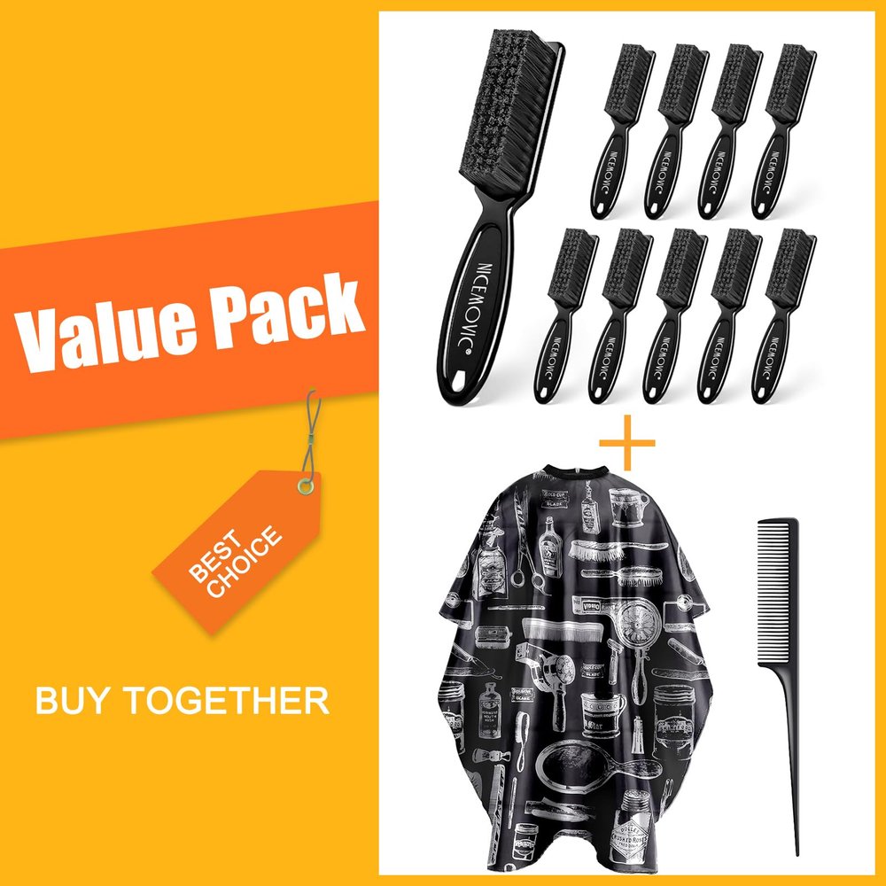 Hair Cutting Barber Cape with Hair Combs and 10 Pcs Barber Brush