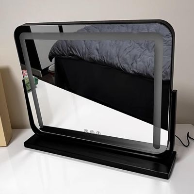 360Swivel Rechargeable LED Magnifying Mirror, Cosmetic Light Up Mirror, Rechargeable 3 Color Lights and Adjustable Brightness Vanity Mirror, 360Rotation Touch Screen Vanity Mirror, Women Gift(Black,