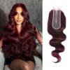 DSEKCAIN 2x6 HD Lace Closure Human Hair Body Wave 99J Burgundy Dark Red Wine Color Transparent Lace Closure 2x6 Long Deep Middle Part 100% Raw Virgin Human Hair 18 Inch 150% Density view 1