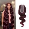 DSEKCAIN 2x6 HD Lace Closure Human Hair Body Wave 99J Burgundy Dark Red Wine Color Transparent Lace Closure 2x6 Long Deep Middle Part 100% Raw Virgin Human Hair 18 Inch 150% Density view 2