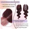 DSEKCAIN 2x6 HD Lace Closure Human Hair Body Wave 99J Burgundy Dark Red Wine Color Transparent Lace Closure 2x6 Long Deep Middle Part 100% Raw Virgin Human Hair 18 Inch 150% Density view 3