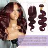 DSEKCAIN 2x6 HD Lace Closure Human Hair Body Wave 99J Burgundy Dark Red Wine Color Transparent Lace Closure 2x6 Long Deep Middle Part 100% Raw Virgin Human Hair 18 Inch 150% Density view 4