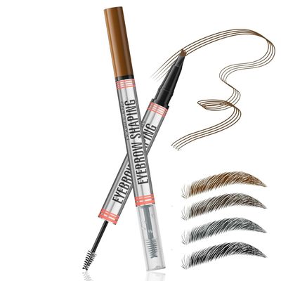 2-in-1 Eyebrow Pencil with Gel,2025 NEW Waterproof Magic Eyebrow Pencil,Dual-Ended 3D Microblading Eyebrow Pen with 4 Tip & Eyebrow Brush, Makeup Long-Lasting Eyebrow Pen for Women (Brown)