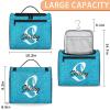 CURLYOOT Custom Travel Toiletry Bag for Women Men, Personalized Hanging Travel Bag for Toiletries with Name, Customized Makeup Organizer Bag for Cosmetics, Blue Glitter view 2