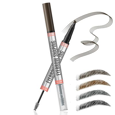 2-in-1 Eyebrow Pencil with Gel,2025 NEW Waterproof Magic Eyebrow Pencil,Dual-Ended 3D Microblading Eyebrow Pen with 4 Tip & Eyebrow Brush, Makeup Long-Lasting Eyebrow Pen for Women (Dark Brown)