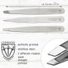3 Swords Germany  stainless steel precision tweezer set SILVERADO, slanted, straight, pointed eyebrows hair, synthetic leather case by 3 Swords view 3
